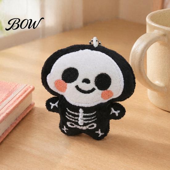 Squeaky Halloween Pendant Plush Pendant, Stuffed Skeleton Mummy Bear Keychain Toy Decorative Accessory for Backpacks Handbags Purses