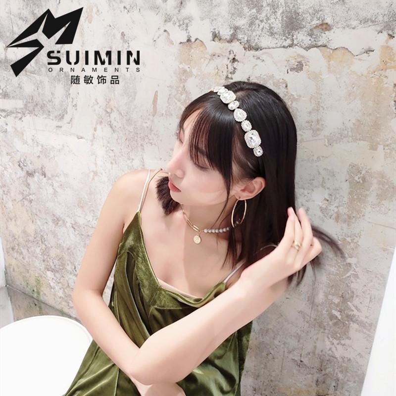 Baroque Rhinestone Headbands Hair Hoops For Women Vintage Colored Shiny Crystal Gem Bridal Hairband Headwear Headband