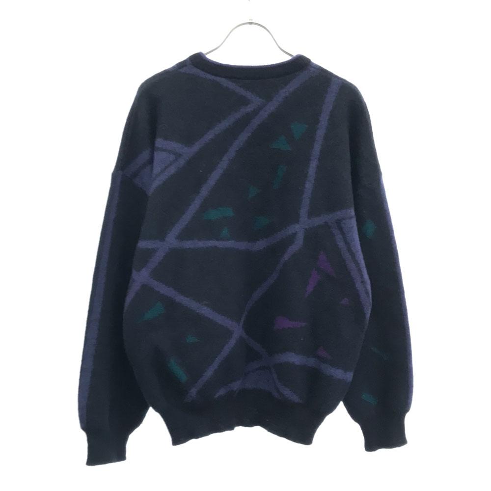 Vintage 80s Wool Blend Overall Handle Long Sleeve Crew Neck Sweater Knit Men's Used