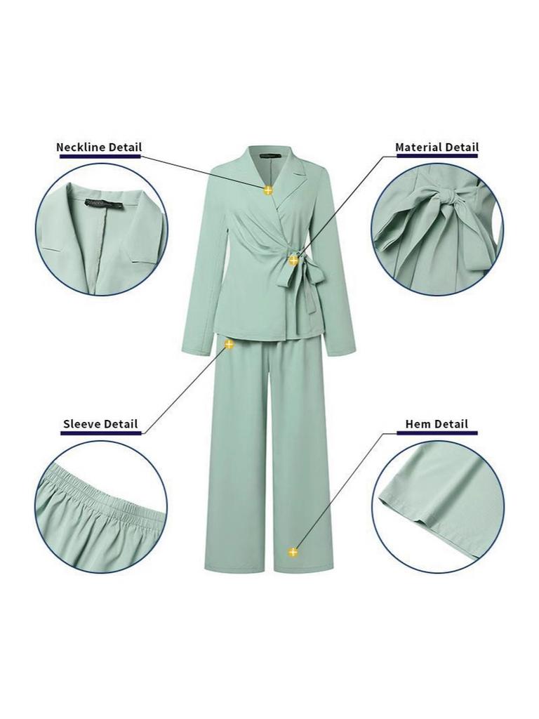 Autumn Fashion Elegant Women's Casual Solid Color Suit Set with Tie