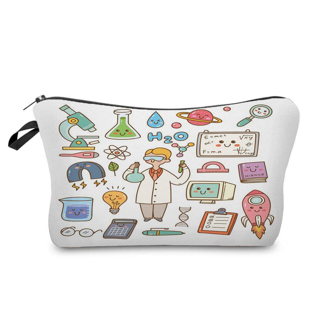 Women Chemical Physics Formulas Print Cosmetic Bag Toiletries Organize Travel Storage Case 6768