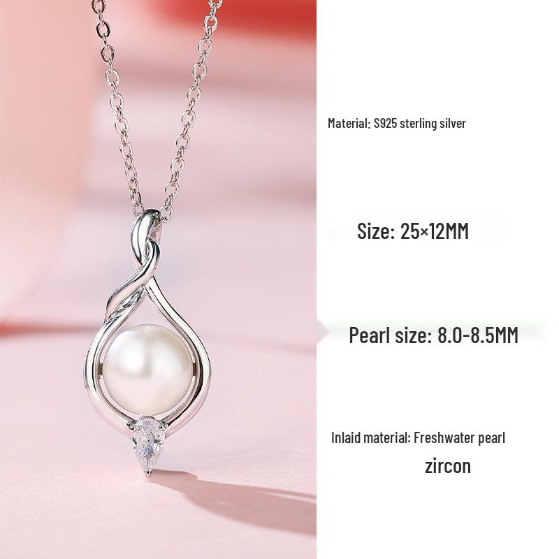 Elegant S925 Silver Freshwater Pearl Pendant Necklace for Women S925 Silver