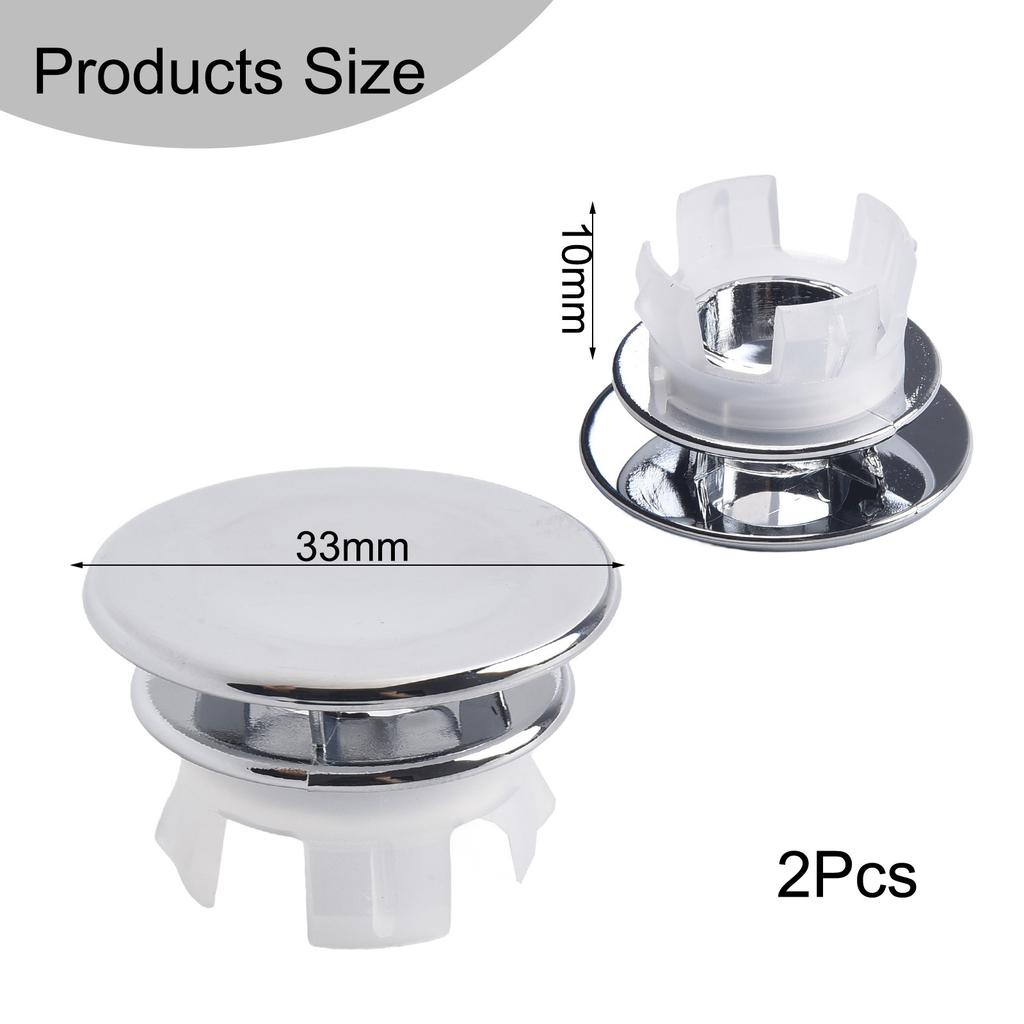33*11.8mm Hole Overflow Cover Bathroom Basin Round Silver