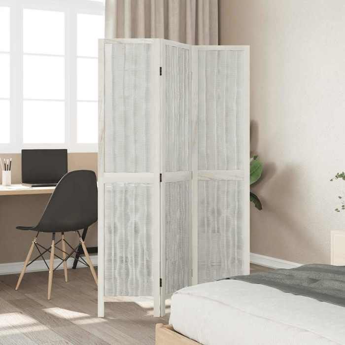 VidaXL Room Divider 3 Panels, Room Separator, Privacy Screen, Bedroom Living Room Screen, White Wood 358670