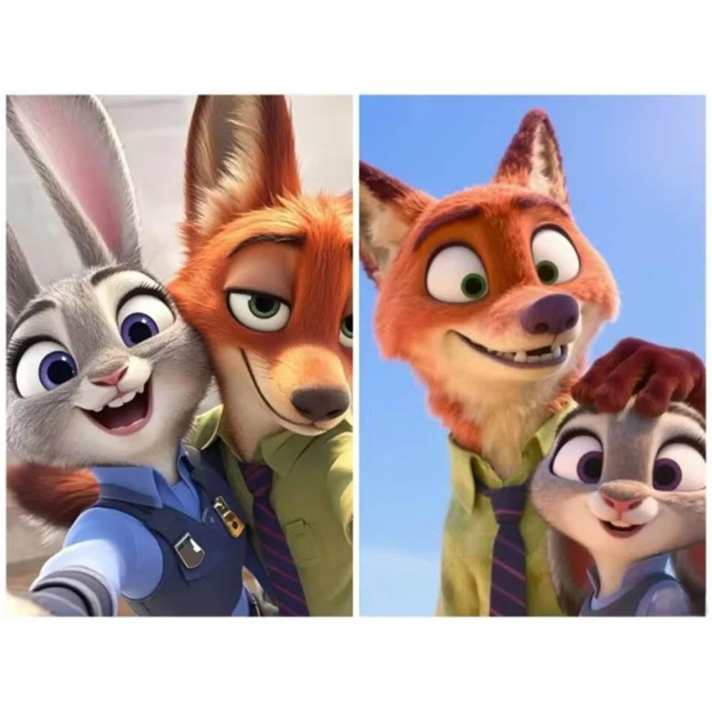 Disney Zootopia Judy Nick 5D Diamantové malování Plné diamantů DIY Ručně vyráběné diamantové malování Kreslený dekorativní malířský set