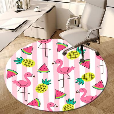 1pc Flamingos, Pineapples, Watermelon Pattern Round Carpet, Perfect for Decorating Chairs, Living Rooms, Or Bedrooms, for Living Room.030