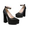 Women's high-heeled single shoes, sexy European and American style spring and summer new waterproof table thick heel large size low-top shoes