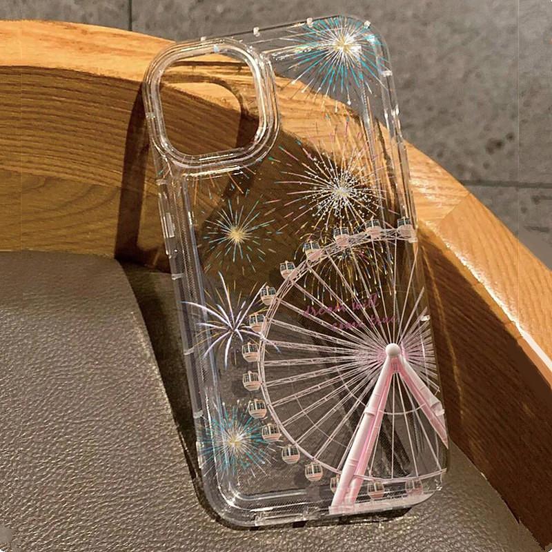 Colorful Firework Ferris Wheel Clear Case for  Redmi Note 13 Pro Plus 5G 12 11 11S 10S 10 9 9S 4G Soft Airbag Cover Funda