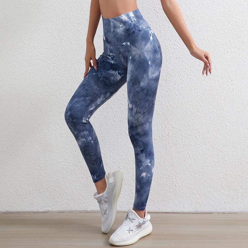 Premium Nude Tie-Dye High-Waisted Butt-Lifting Yoga Capri Pants with Tummy Control for Women