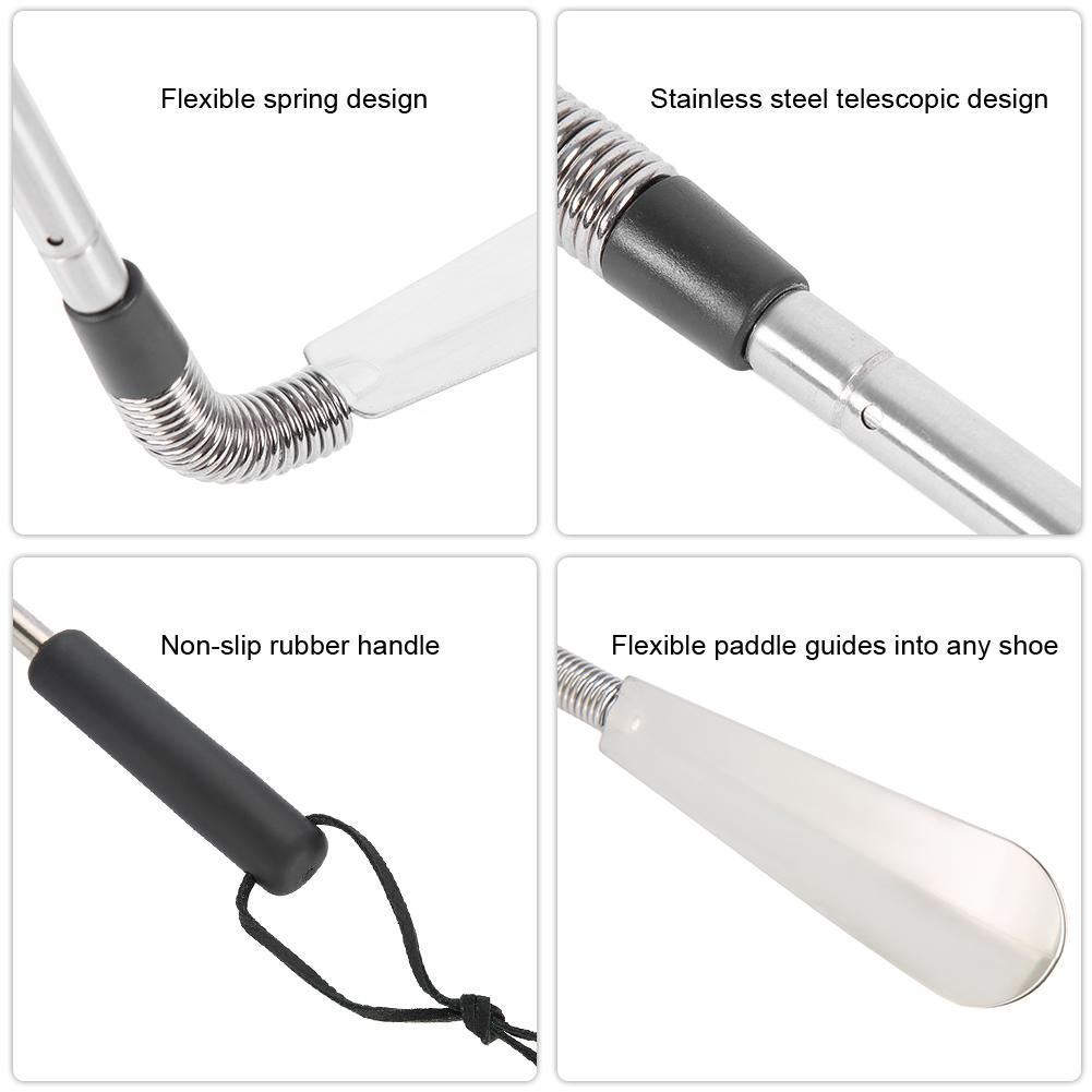 Telescopic Spring Shoe Horn Shoe Accessory Stainless Steel Shoe Lifter for Elderly People