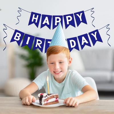 1set Blue Happy Birthday Lettering Banner, Happy Birthday Party Anniversary Home Decoration Supplies