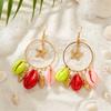 Colorful Ocean Charm Hoop Earrings for Women Tropical Starfish Dangle Dopamine Statement Beach Party Vacation Jewelry