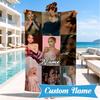 Custom Name Artistic Ariana Heart In Space Adventure Microfiber Beach Towel, Lightweight for Summer Travel, Swimming Pool Fan Gift
