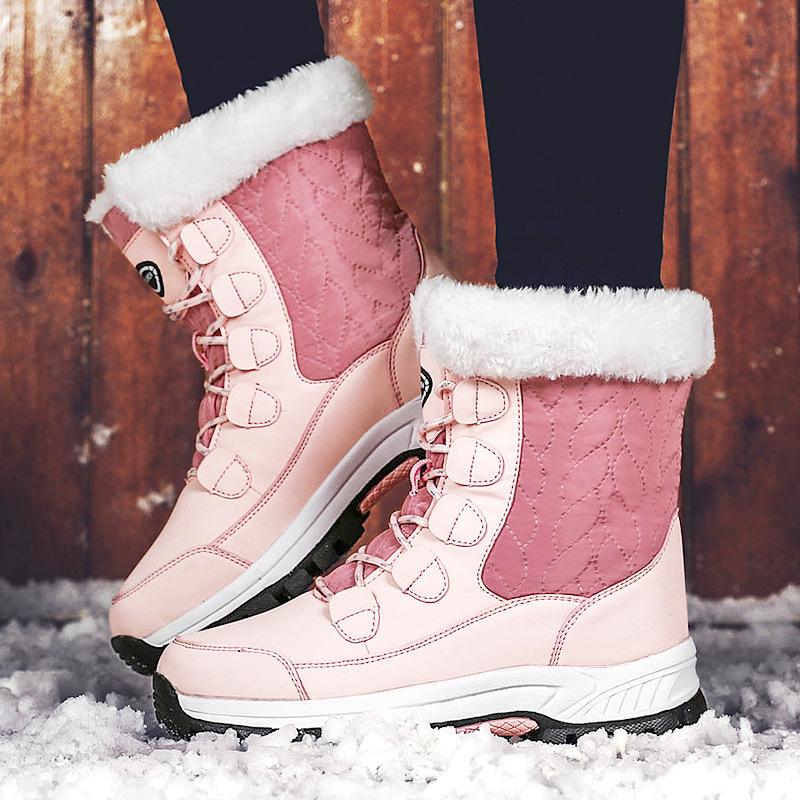Winter new velvet warm high-top women's shoes student fashion trend medium tube snow boots outdoor cotton shoes women