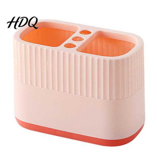 Compact Desk Organizer for Supplies Desktop Pen Holder Compartments Thickened Plastic Organizer Macaron Office Storage Color Vertical Pattern