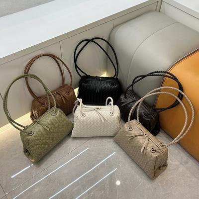 Cross-border Cowhide Woven Underarm Boston Women's Bag Practical High-end Pillow Bag Commuting Versatile Portable Shoulder Bag