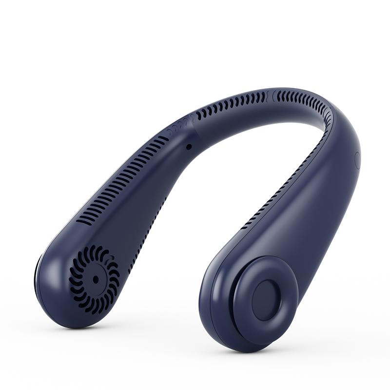 USB Rechargeable Hanging Neck Fan Mini Portable Leafless Built-in Power Bank for Travel Sports Home Office