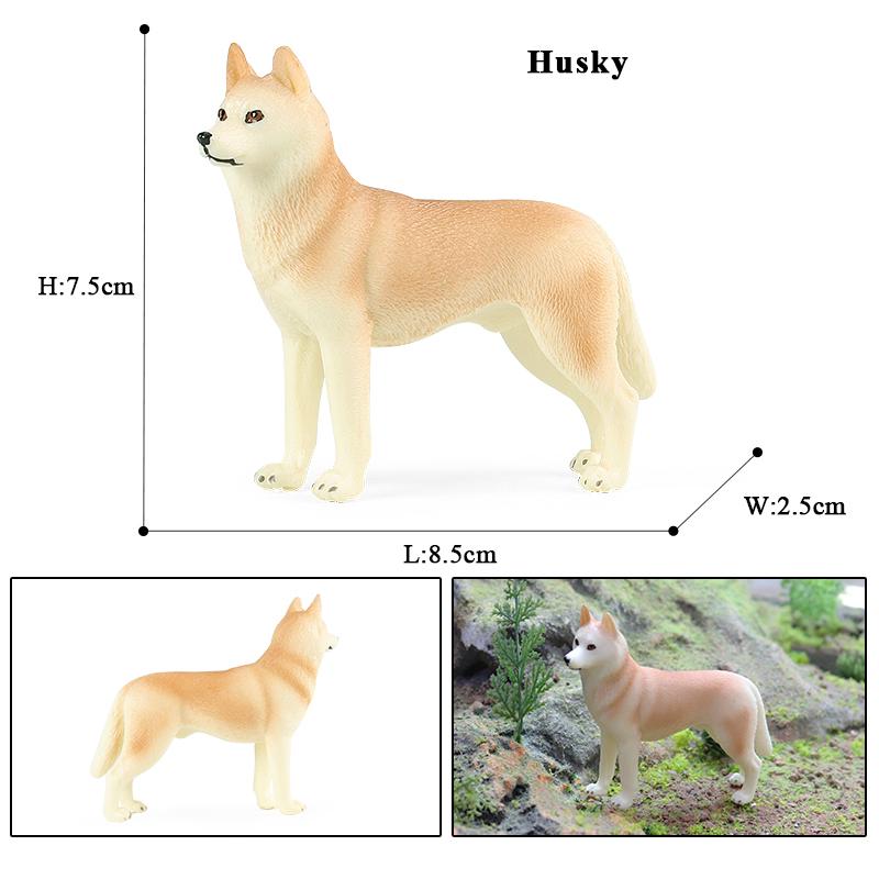Oenux New Farm Dogs Pet Figurines Rottweiler Collie Huskie Bulldog Schnauzer Model Action Figures Cute Home Decoration Kids Toy