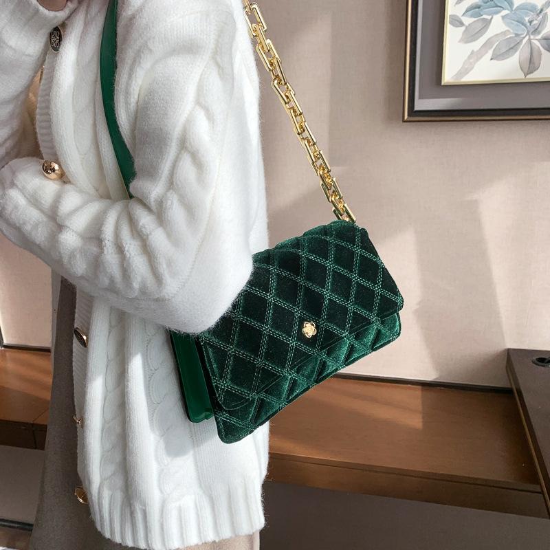 Wildleder einfache Tasche Damen 2025 neu Winter Rhombus klein duftende Umhängetasche Kette Crossbody kleine quadratische Tasche