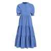 VONDA Summer Women's Ruffled Long Dress Puff Short Sleeve Button Down Solid Color Casual Loose Maxi Dresses Plus Size