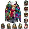 Women's Fashion Long Sleeve Christmas Print Loose Hooded Sweatshirt Top