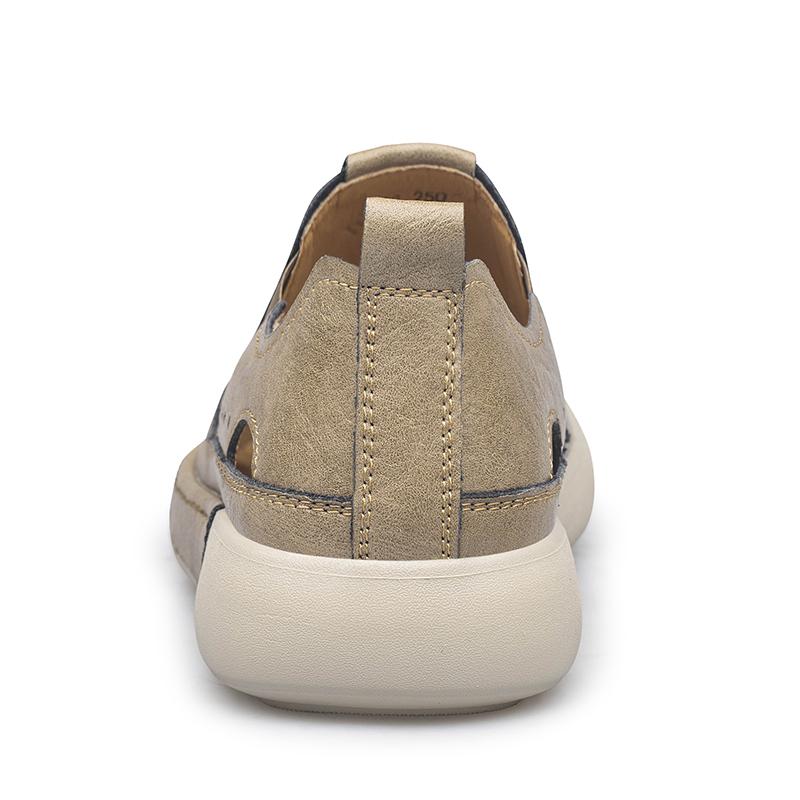 Sandale Casual din Piele pentru Bărbați, Durabile, Cusături Manuale, Pantofi cu Vârf Închis, Antiderapanți, Pentru Interior, Exterior, Plajă