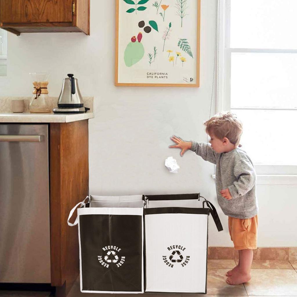 Paquete de 2/4 Bolsas para Separar la Basura Bolsa de Residuos Reciclables Contenedor de Basura Conveniente y Ecológico para Separar la Basura Conveniente