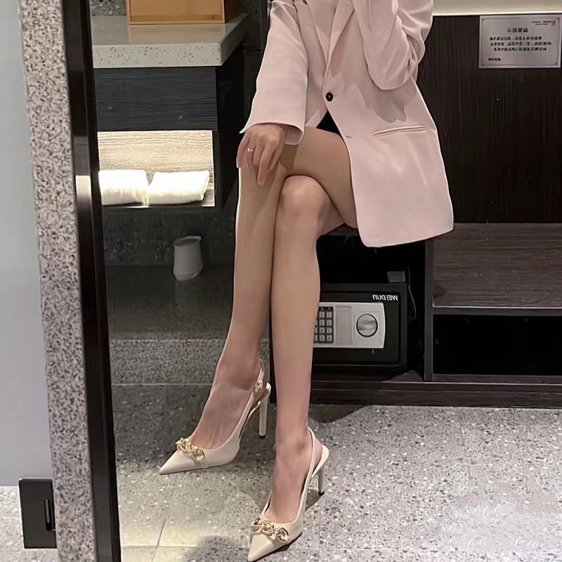 Baotou Sandals Women's 2025 New Pointed Thin Heels High Heels Design Sense Niche Temperament Celebrity Style Single Shoes