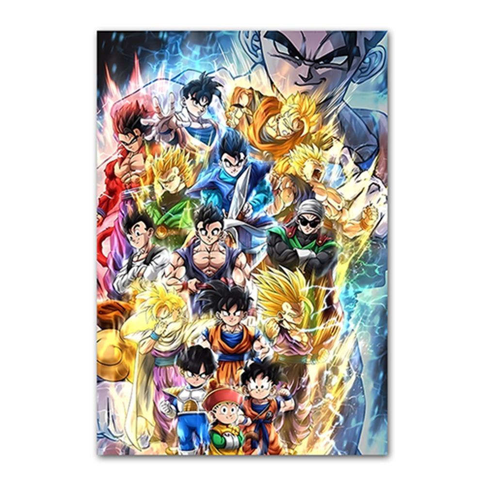 Japanese Modern Anime Retro Dragon Ball Poster Goku Gohan Vegeta Piccolo Friza Canvas Painting Print Wall Art Children Gift