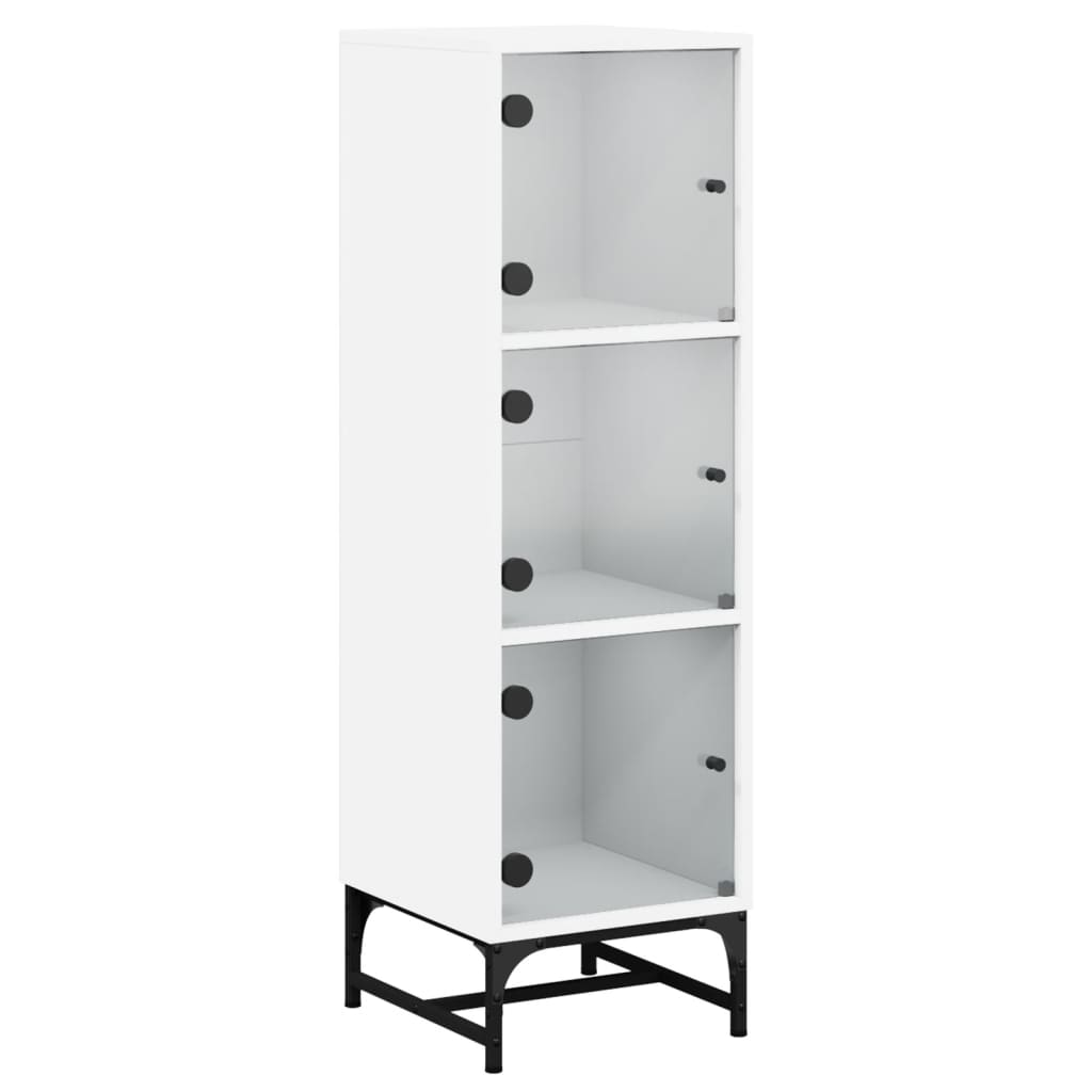 Highboard with Glass Doors White 35 x 37 x 120 cm