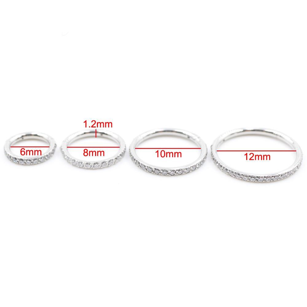 1pc Surgical Steel CZ Gem Ear Hoop Tragus Helix Cartilage Earring Septum Ring Clicker Nose Ring Body Piercing Jewelry