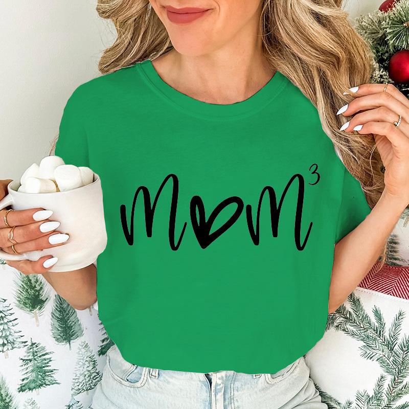 Womens Fashion TShirts Mom of Three Print Tshirts Summer Casual Loose Tops Mom To The Power Creative Personalized Tshirts