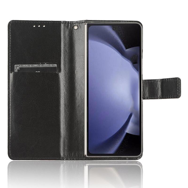 

For Samsung Galaxy Z Fold6 5G Case Crazy Horse Texture Leather Folding Phone Cover Black