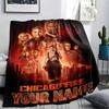1PC Custom Name Chicago Fire Patterned Flannel Blanket Suitable For All Seasons for Home Decor Warmth and Comfort Gifts Holiday Present