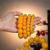 Ethnic Style Amber-Look Buddhist Beads Bracelet - Unisex Chicken Fat Yellow Strand