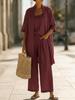Sommer Neues Gerader Schnitt Einfarbige Reiseurlaub Bequem Freizeit Temperament Dreiteiliges Set Outfit