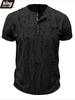 Men's Short-sleeved T-shirt Broken Holes Retro Men's Fashion Henley Shirt Men's Casual Fashion Tops Slim Fit