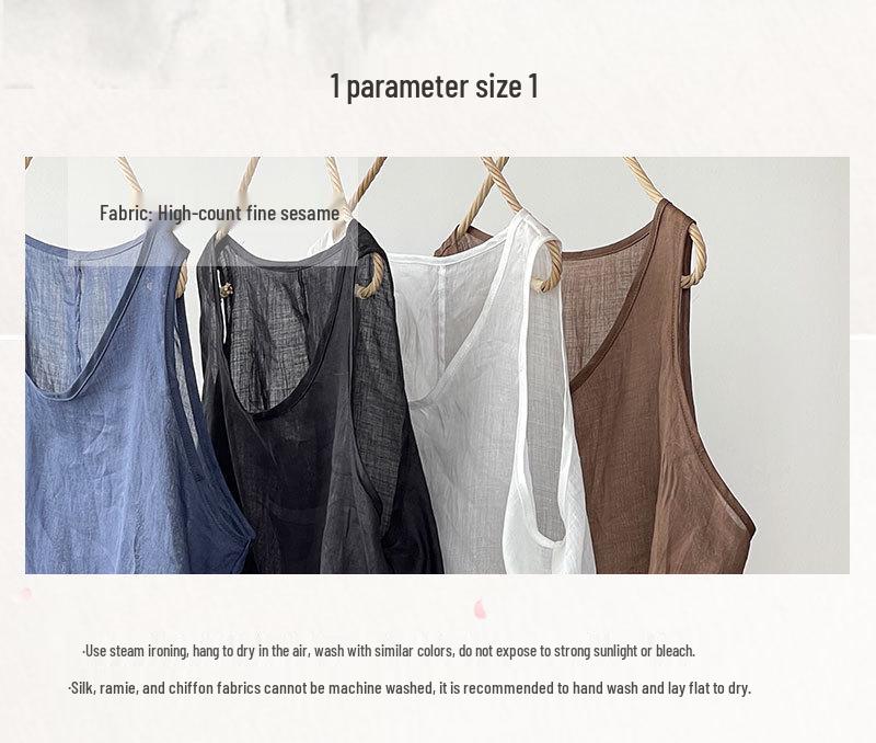 Xiangjia Ling Plus-Size Women's Multi-Color Cotton Linen Sleeveless Vest