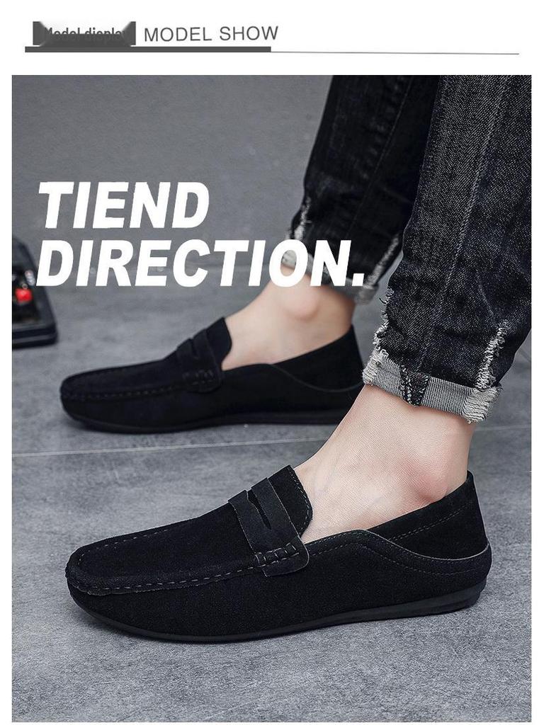 Men's Spring Suede Moccasins: Trendy British Loafers, Slip-On Driving Shoes