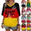 Damen Freizeit V-Ausschnitt Pullover T-Shirt Fußball Support Buchstaben Druck Oberteil Nationalmannschaft Inspiriertes Kurzarm T-Shirt