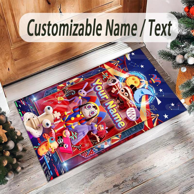 Personalized Crystal Velvet Carpet Custom Name Text,The Amazing Digital Circus Anti Slip Area Rug For Home Decoration