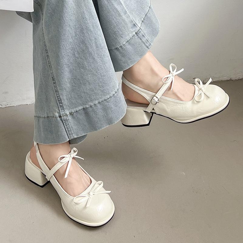 White French Fairy Style Thick Heel Bag Head Sandals Women's 2025 New Summer Skirt Mary Jane Single Shoes