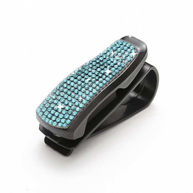 Car Sun Visor Sunglasses Clip Diamond Glasses Holder Eyeglasses Clips Card Ticket Holder Fastener Glasses Case Auto Accessories синий