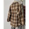 Herbst und Winter Damen Einfach Lässig Kariert Revers Langarm Locker Vielseitig Hemd Top