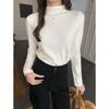 One-piece velvet inner half turtleneck long-sleeved sweater autumn and winter plus velvet small fragrant style layered bottoming sweater thick top
