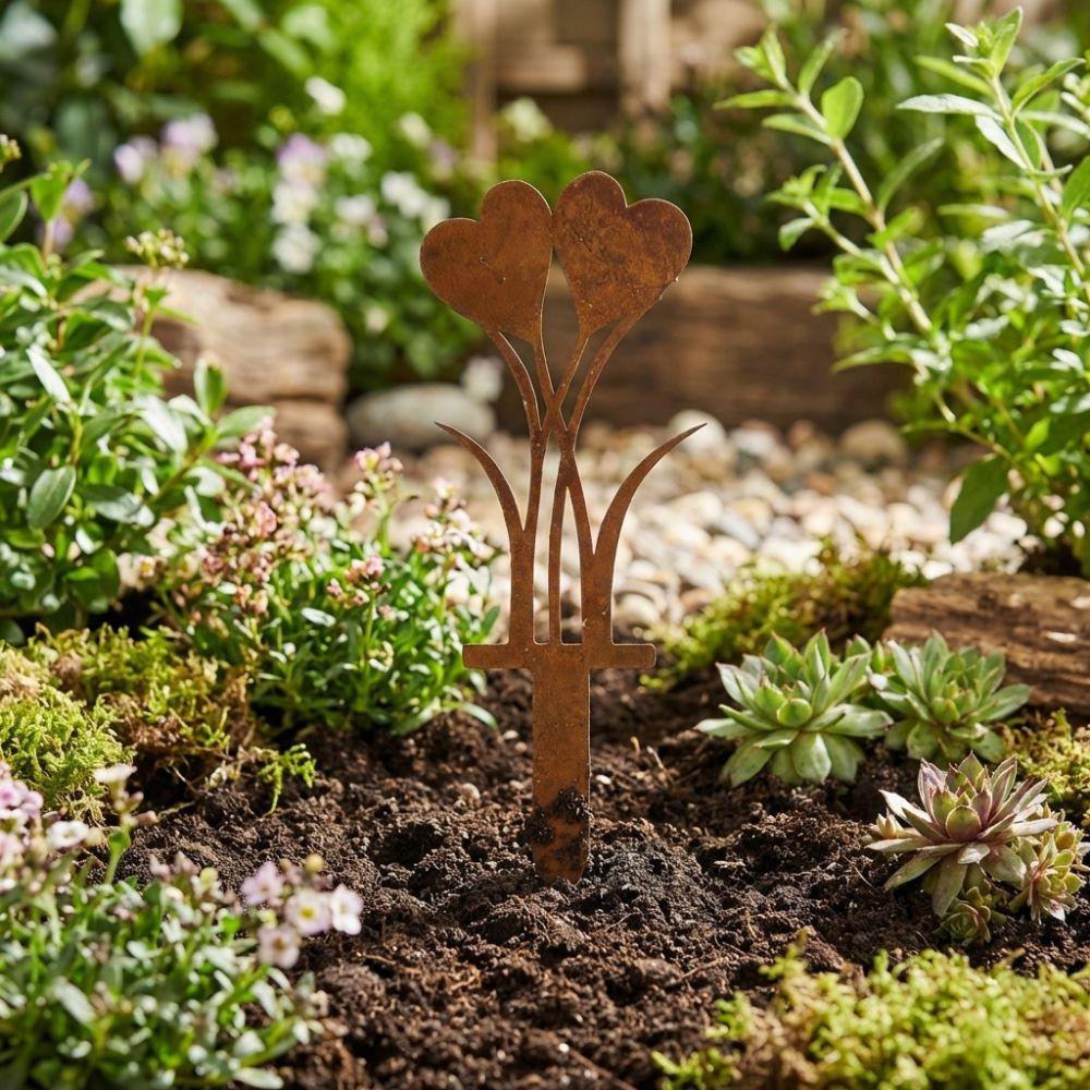 Rustikale herzförmige Metallpfähle 2D-Wegakzentpfahl Eisenherz Gartendekoration Thanksgiving