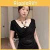 Oversize T Shirt For Women With Embroidered Detail And V Neck For Summer Fashion
