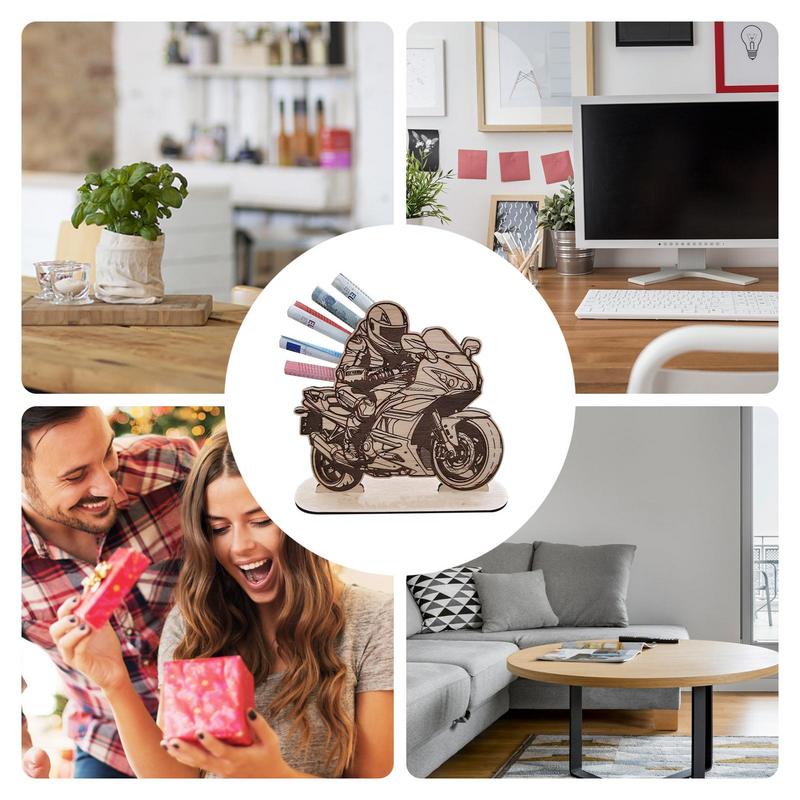 Money Holder Wood Holiday Cash Holder Motorcycle Bike Shape Desktop Ornament For Table Bookshelf Birthday Blessing Supplies