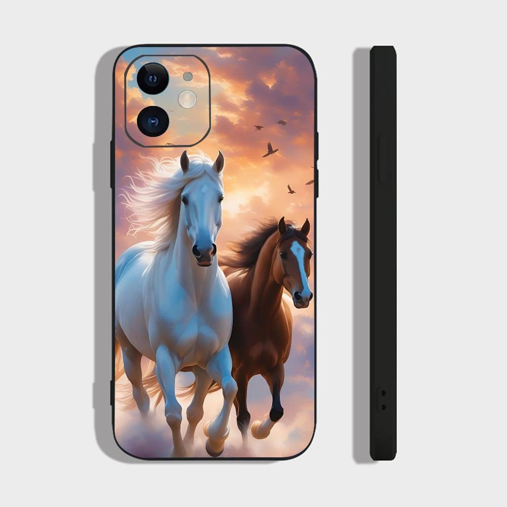 Animal Galloping Horse For IPhone 13,17,11,12,16,14,15,Plus,Pro Max Soft Silicone Black Phone Case
