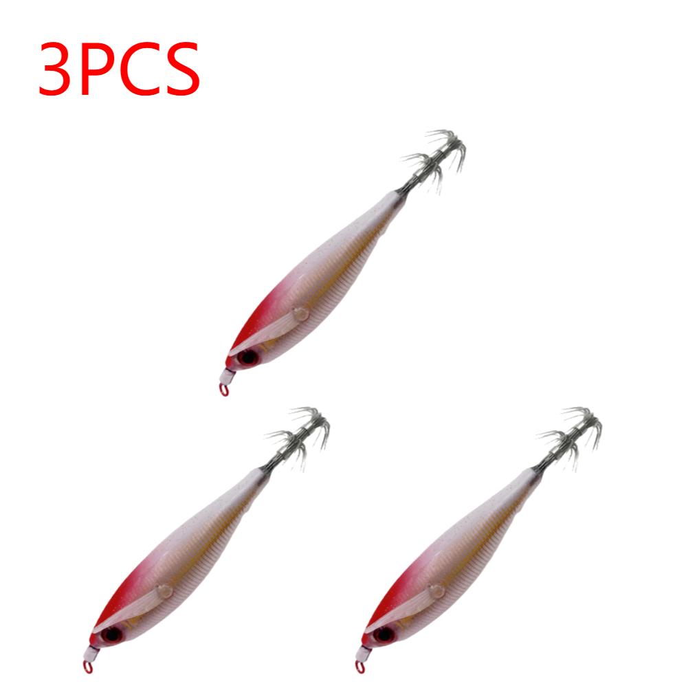 1-3PCS Glow Squid Jig Hook Saltwater Fishing Bait Artificial Egg Wood Shrimp Lures Sea Fishing Octopus Cuttlefish Squid Lure